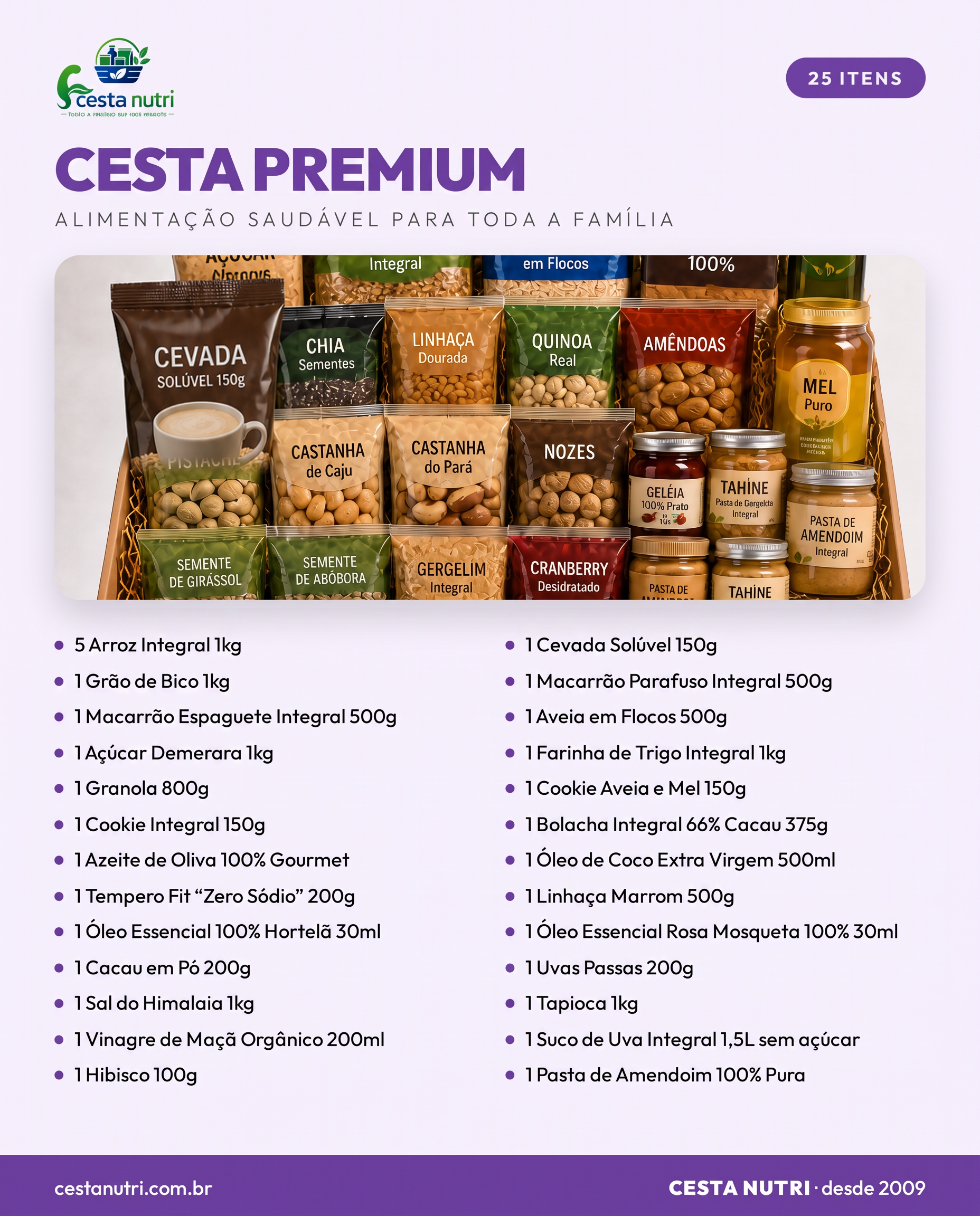 Arte com os itens da Cesta Nutri Premium
